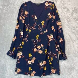 Sanctuary Womens Harvest Moon Floral Bell Sleeves Casual Dress Blue Size XL